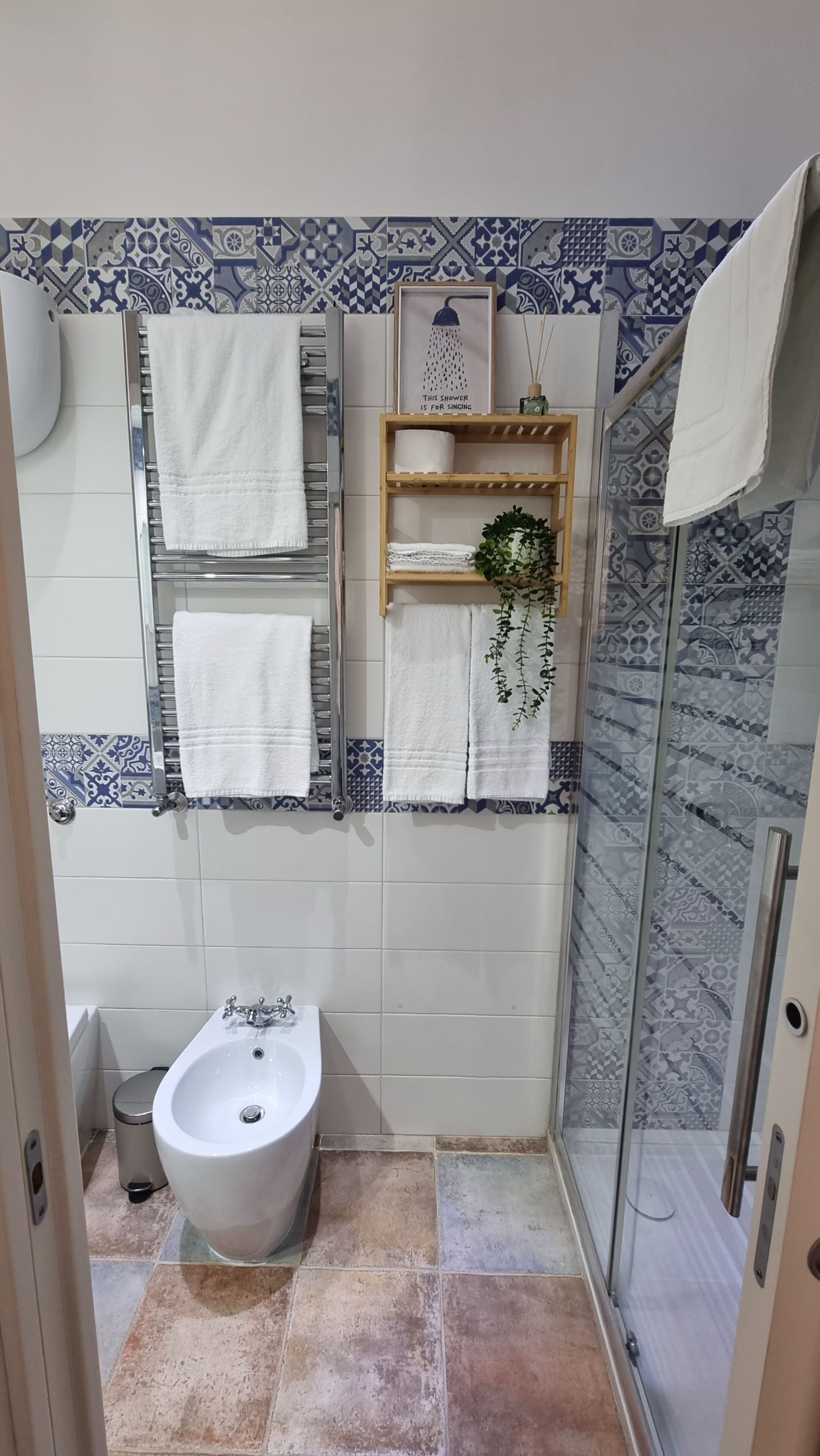 Ducha, secador de pelo, bidet, toallas