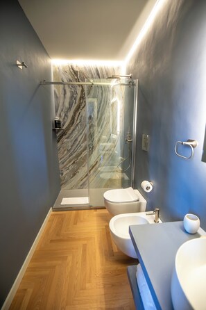 Dusche, Haartrockner, Bidet, Handtücher