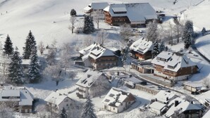A snow-covered village with buildings and trees. - Apartment 1 at Bühlhof in Todtnauberg (Todtnau)