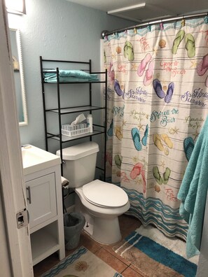Hair dryer, towels, soap, toilet paper - Cozy 1-bedroom condo in serene Corpus Christi. (Corpus Christi)