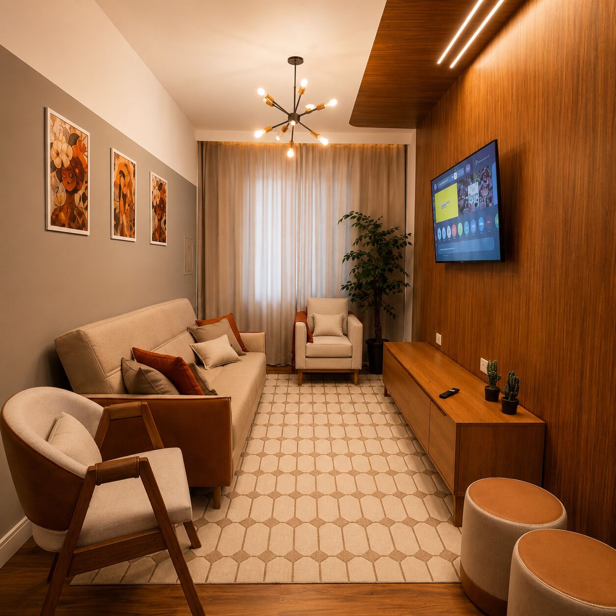 Deluxe Apartment, City View | Living area