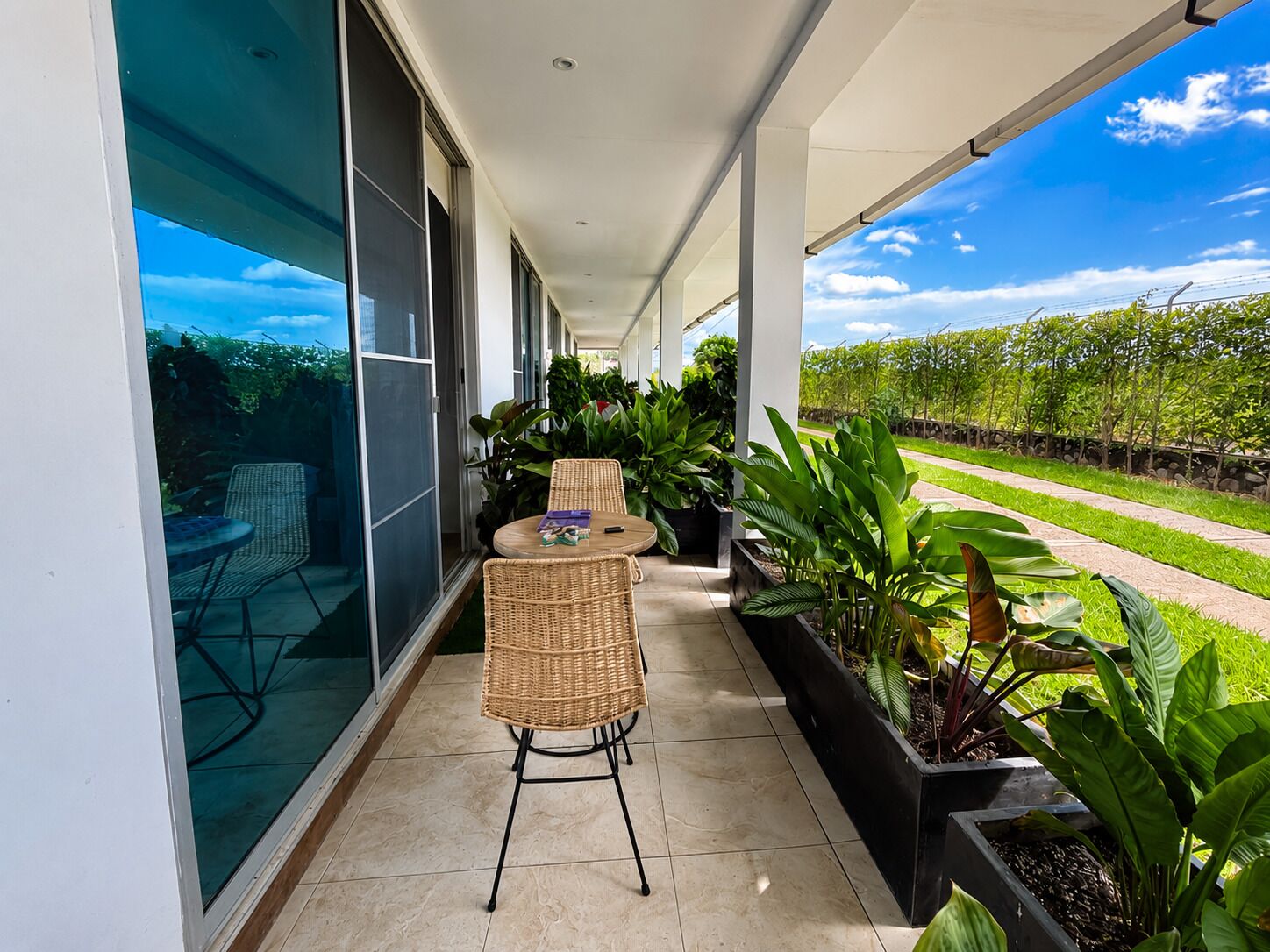 Superior-Dreibettzimmer, Balkon, Gartenblick | Ausblick vom Zimmer