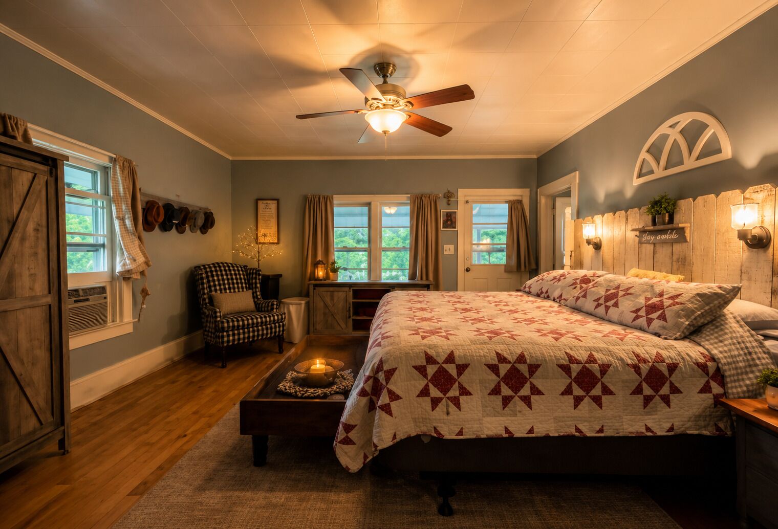 3 bedrooms, desk, iron/ironing board, travel crib