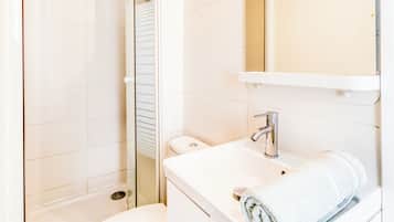 Hair dryer, towels, toilet paper