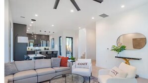TV, fireplace - Downtown Escape | Modern Stay with Pool (Austin)