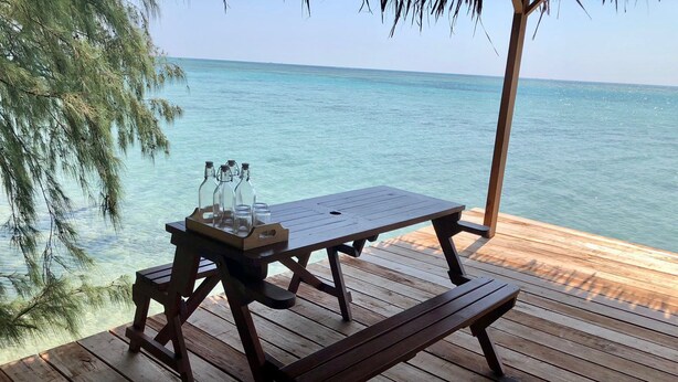 Familiebungalow - balkon - havudsigt | Udendørs spisemuligheder
