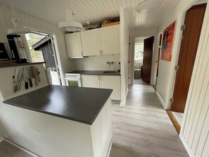 Coffee/tea maker, fridge, oven, stovetop