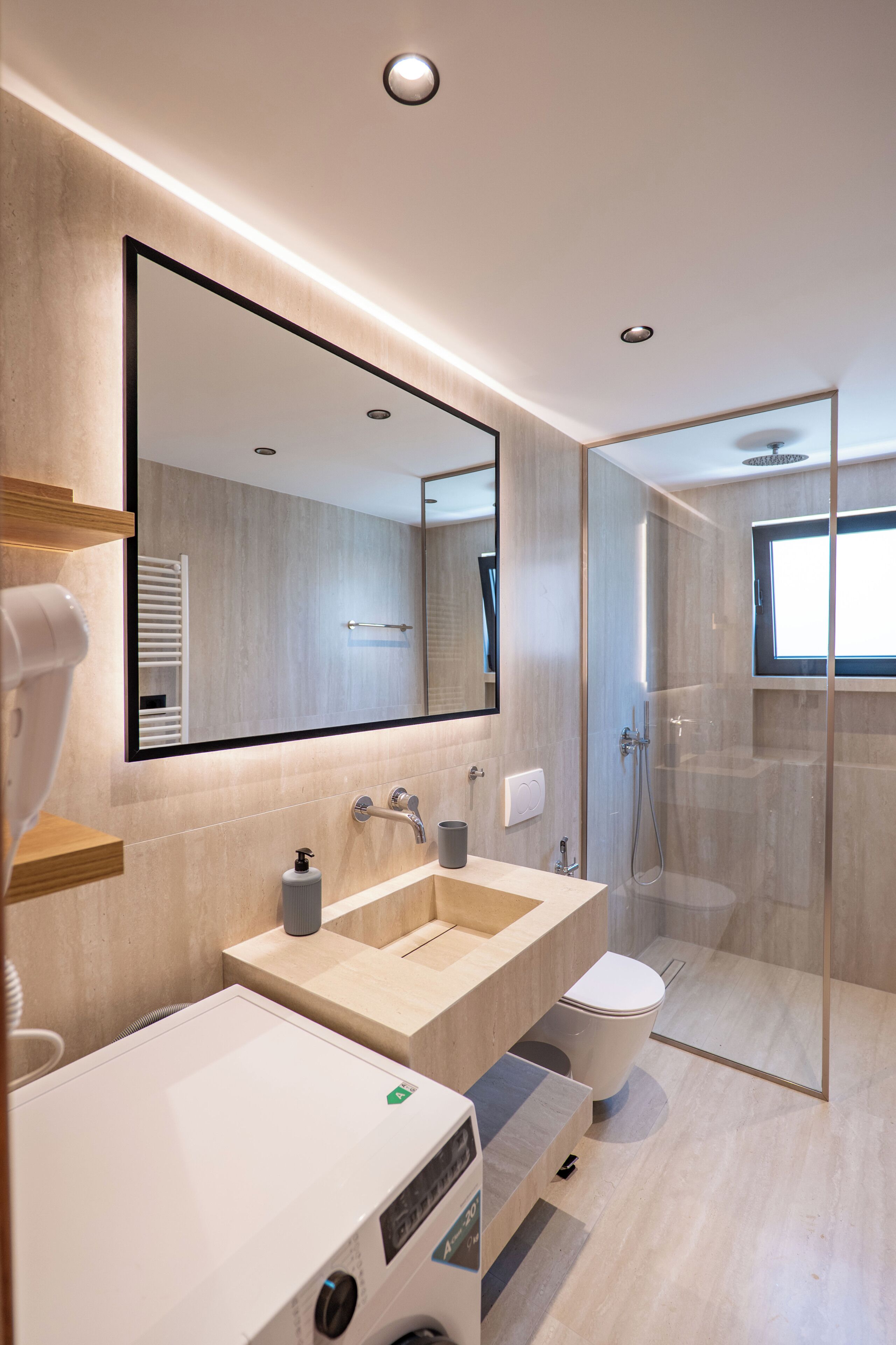 Classic Double Room, Balcony, Beach View | Bathroom | Shower, towels, soap, toilet paper