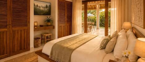 Signature Villa, Patio, Pool View | Premium bedding, in-room safe, blackout drapes, iron/ironing board