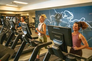 A gym with treadmills, a wall map, and exercise equipment. - NL33A | 56457-1 Elk Run Drive (Sunriver)