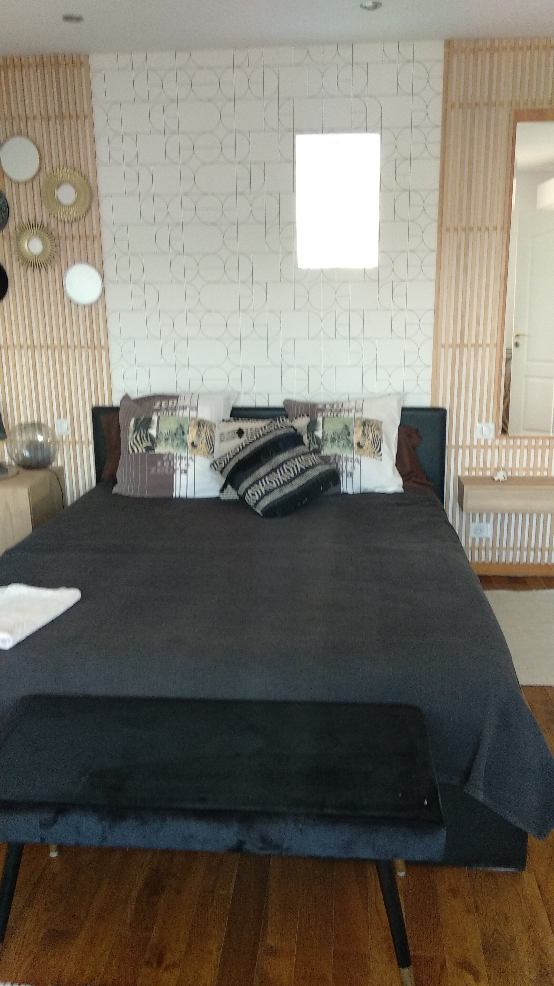 1 bedroom, desk, iron/ironing board, travel cot