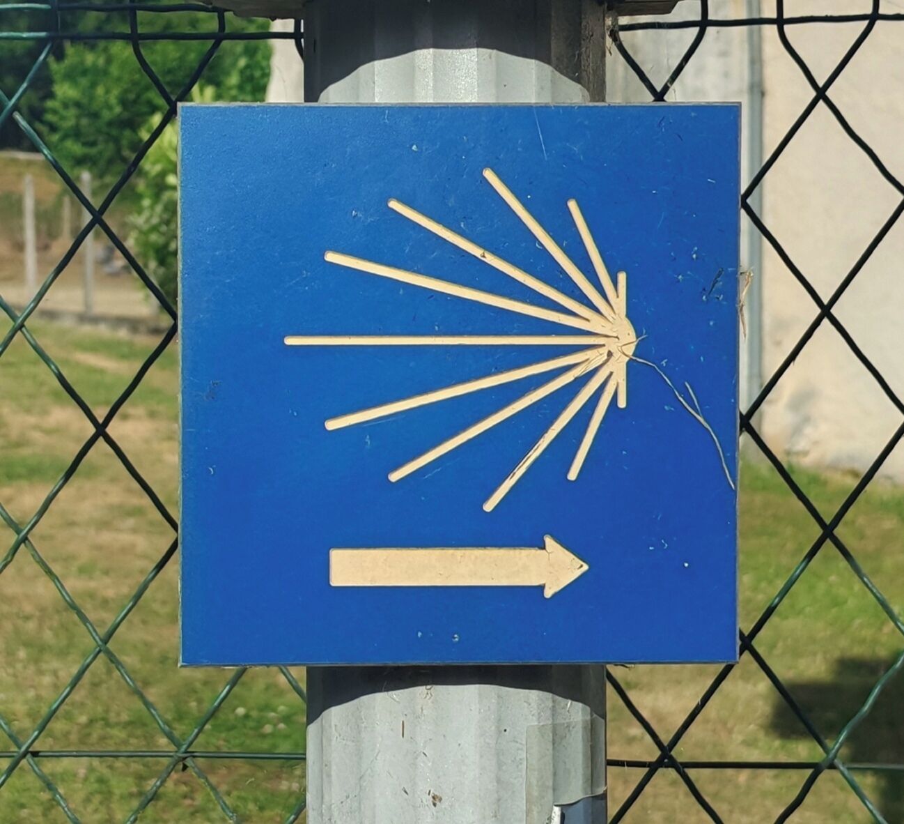 A directional sign with an arrow pointing to the right.