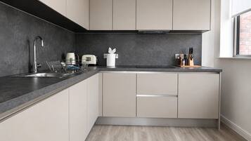 Fridge, microwave, oven, dishwasher