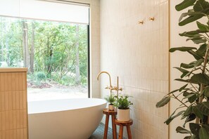 Bathroom - Modern Luxury Cabin - Hiking Trails - Farm Stay - "Sycamore Cabin: Unit A" (New Richmond)