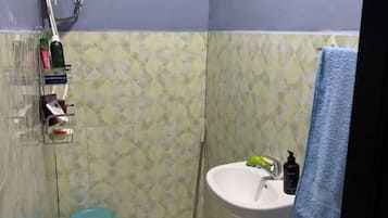 Shower, bidet, towels, toilet paper