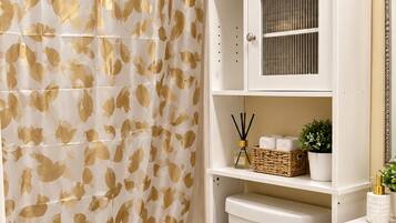 Hair dryer, towels, toilet paper