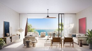 TV - Oceanfront Villa | Balcony | Designer 3BR with Endless Views (Long Bay Hills)