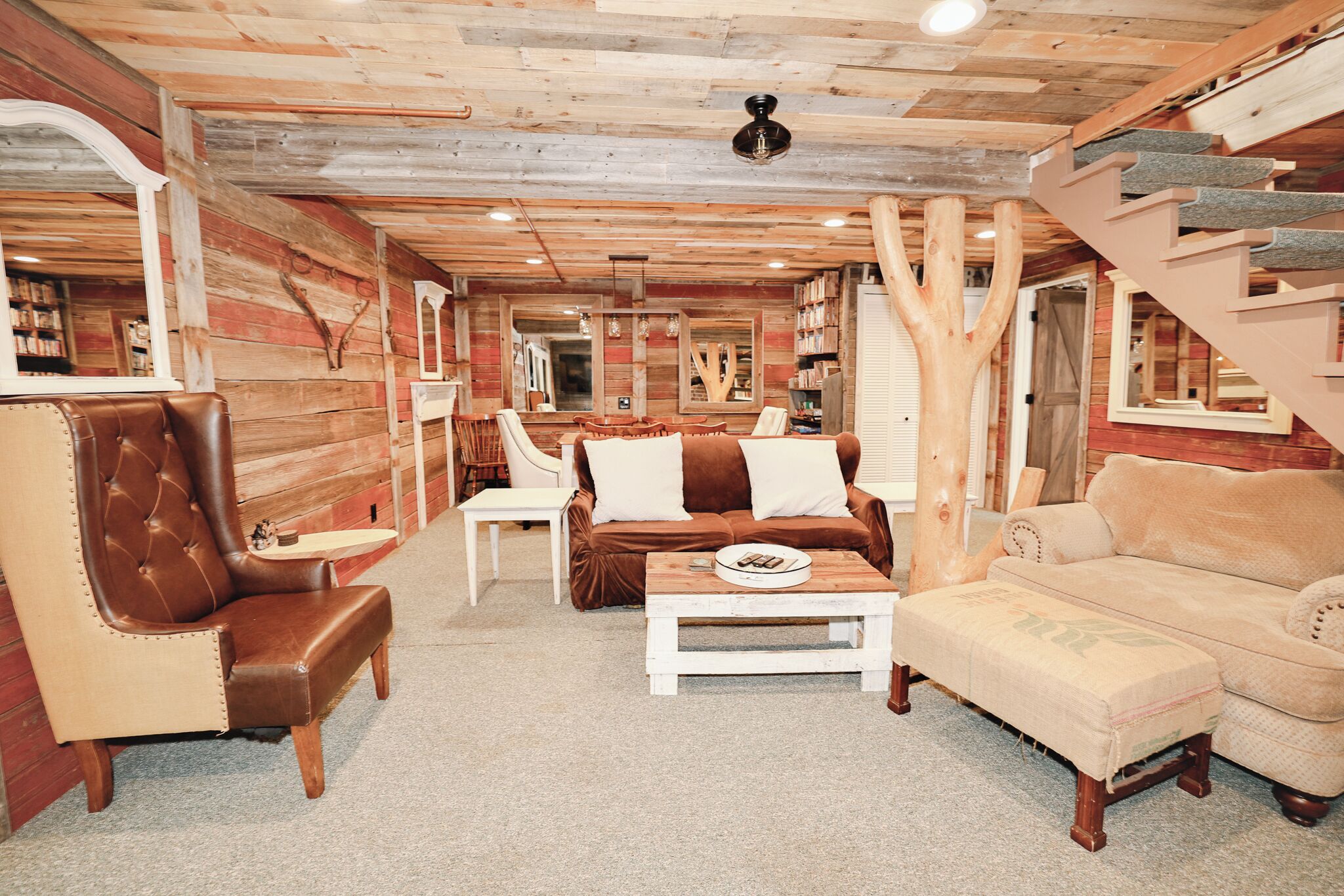 Smart TV, fireplace, video games, DVD player