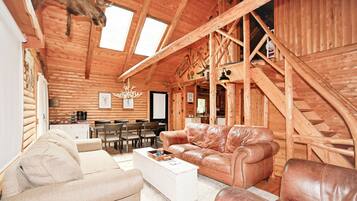 Smart TV, fireplace, video games, DVD player