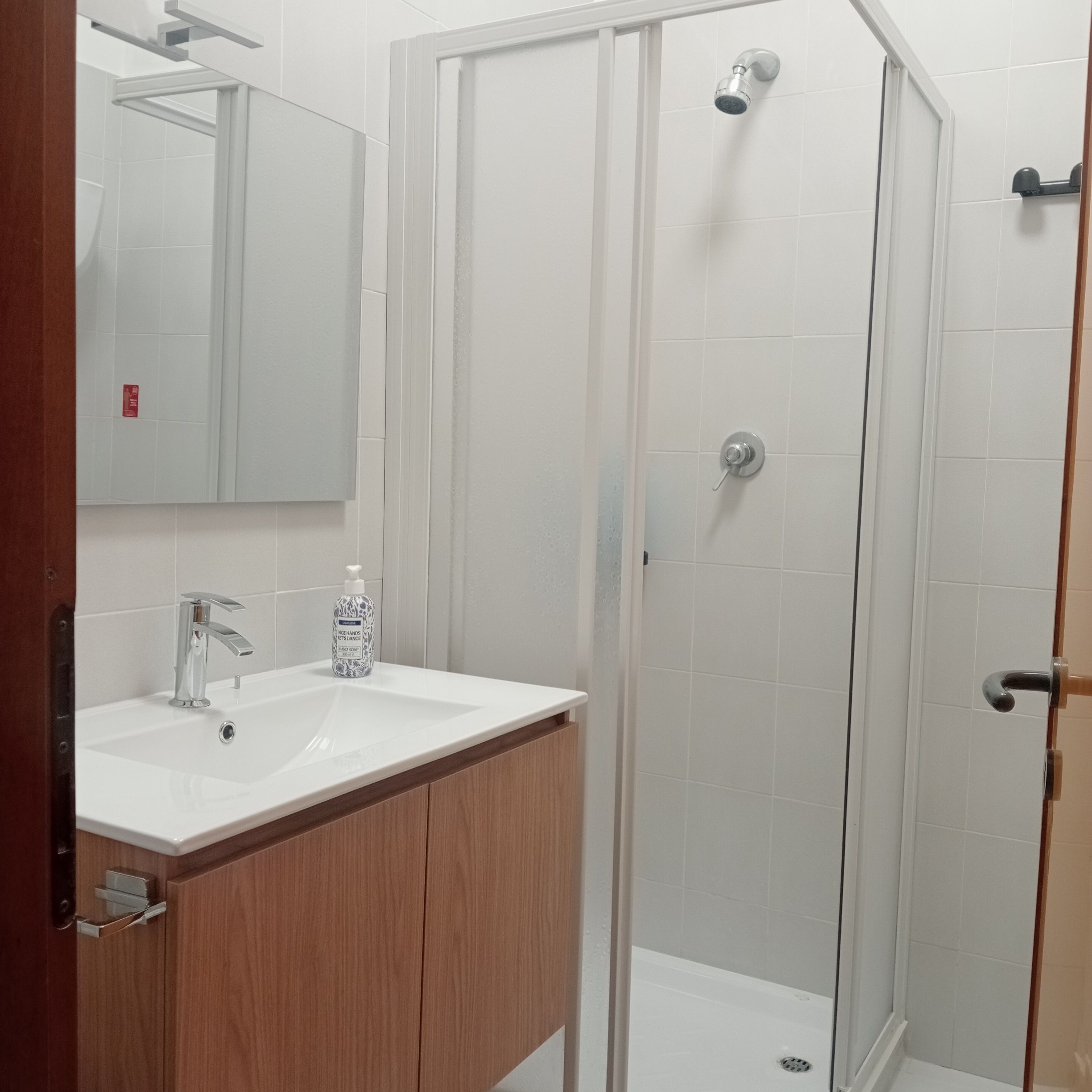 Hair dryer, bidet, towels, soap