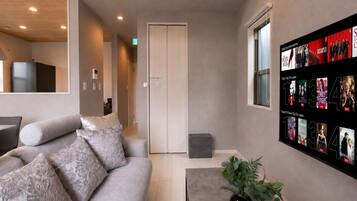 Luxury Villa, Mountain View | Living area | 50-inch flat-screen TV with cable channels