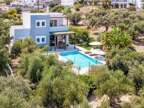A modern house with a swimming pool surrounded by lush greenery. - Vacation home Olvia by Interhome (Gennadi)