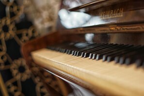 A close-up of a grand piano with the brand name 'WEINBACH' visible on the side. - Elisa's Notes (Napoli)