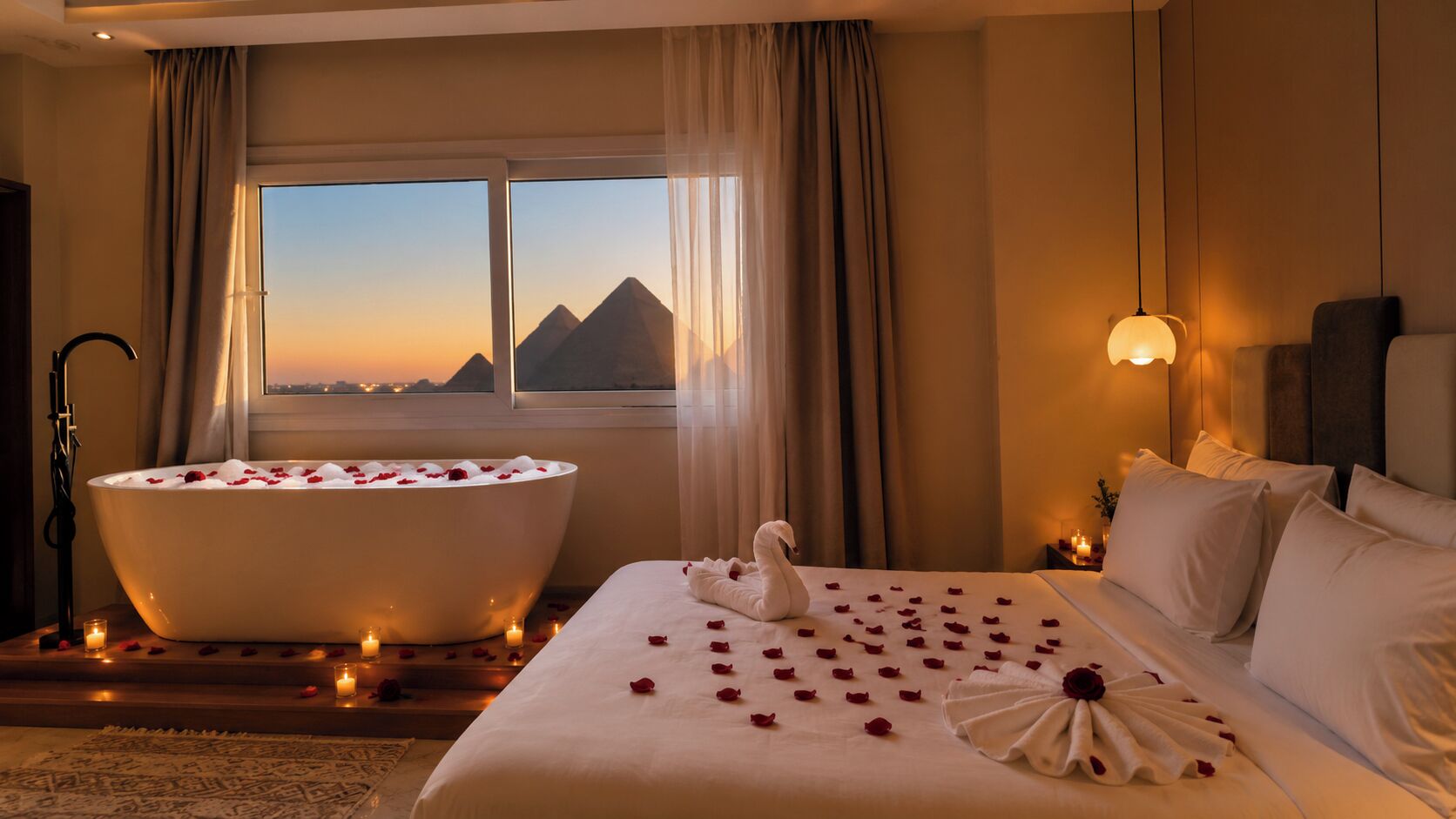 Queen Suite with Private Jacuzzi & Pyramids View