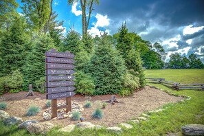 A signpost with multiple directional arrows pointing to various recreational activities. - Peak A View at Eagles Nest (Banner Elk)