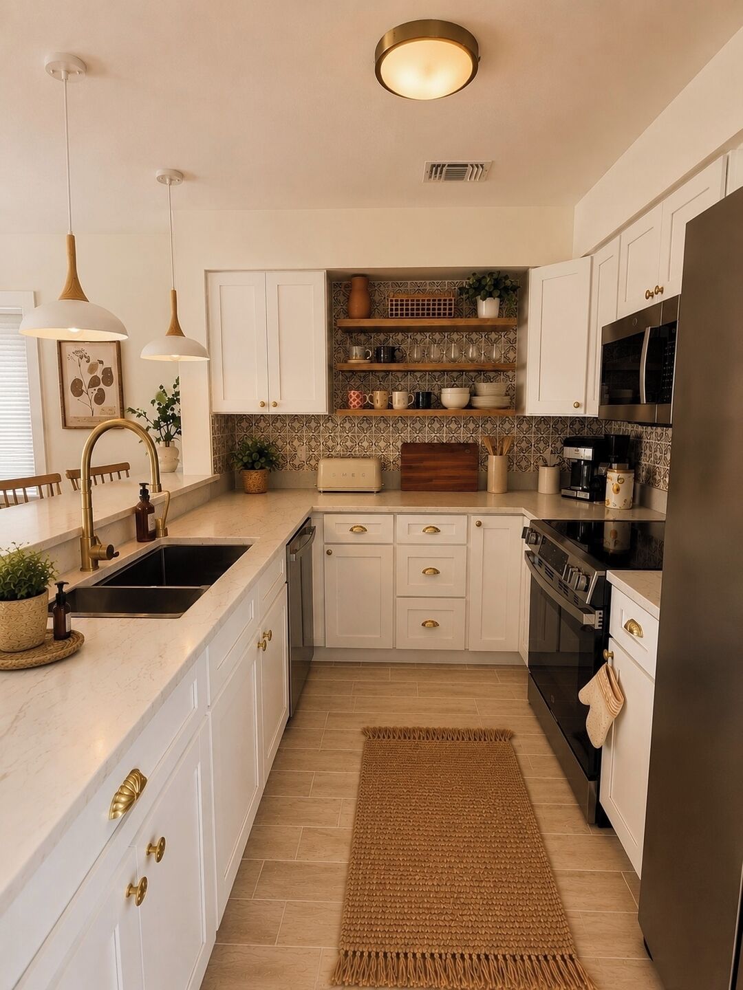 Coffee/tea maker, fridge, microwave, stovetop