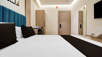 Desk, free WiFi, bed sheets