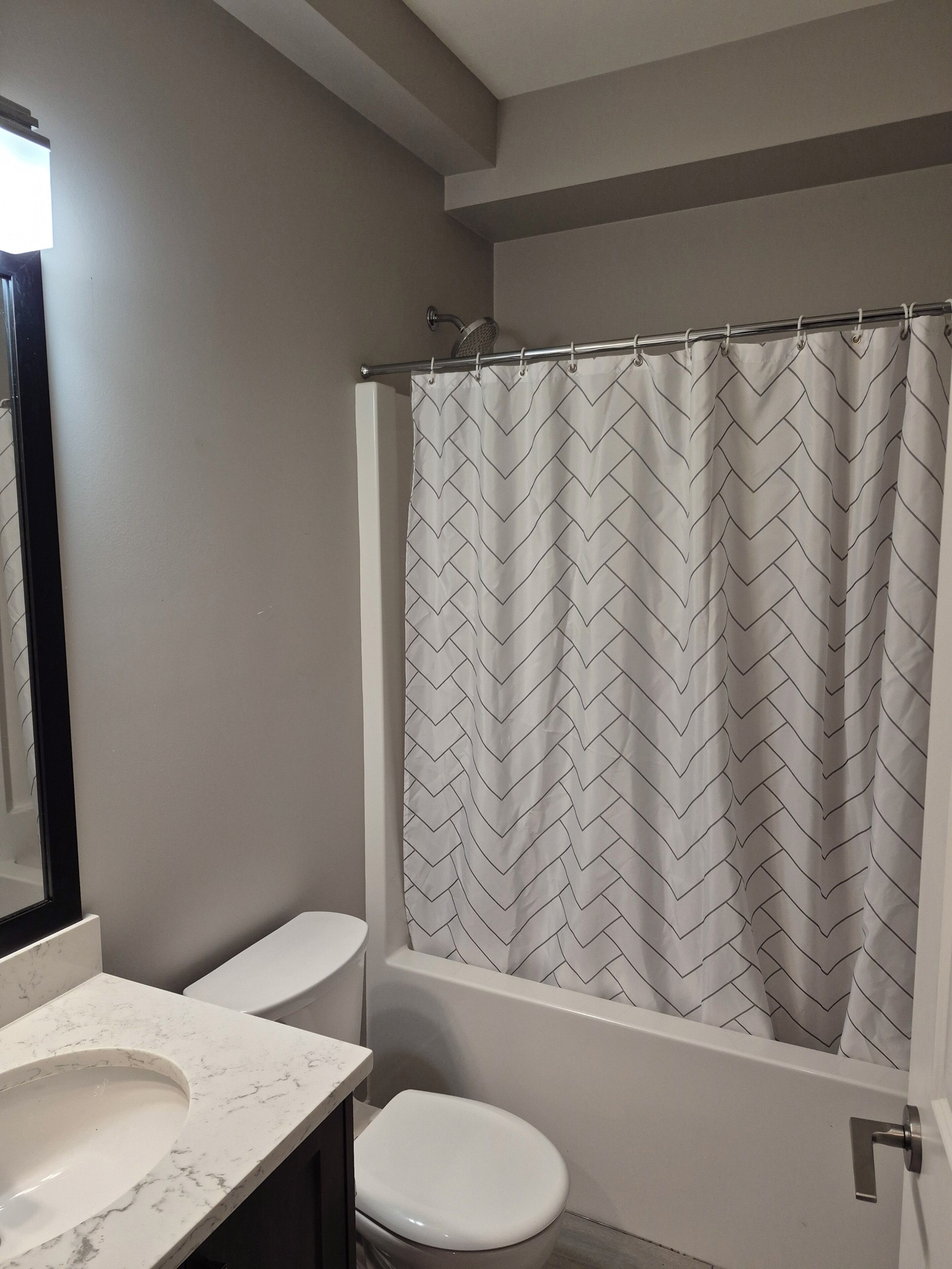 Hair dryer, bidet, towels, soap