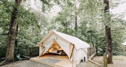 Safari Tent with Fire Ring & Outdoor Hammocks in Dawsonville, Georgia