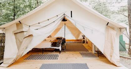 Safari Tent with Fire Ring & Outdoor Hammocks in Dawsonville, Georgia