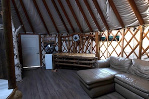Living area - Glamping Yurt with Firepit, Hammock & Wood Stove in Garden Valley, Idaho (Garden Valley)