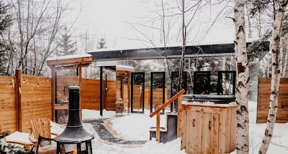 Beautiful Mirror Cabins Featuring a Private Cedar Hot Tub Nestled in the Forests of Cocagne, Canada