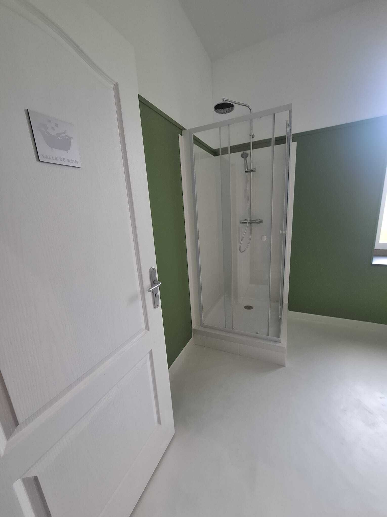 Shower, hair dryer, toilet paper