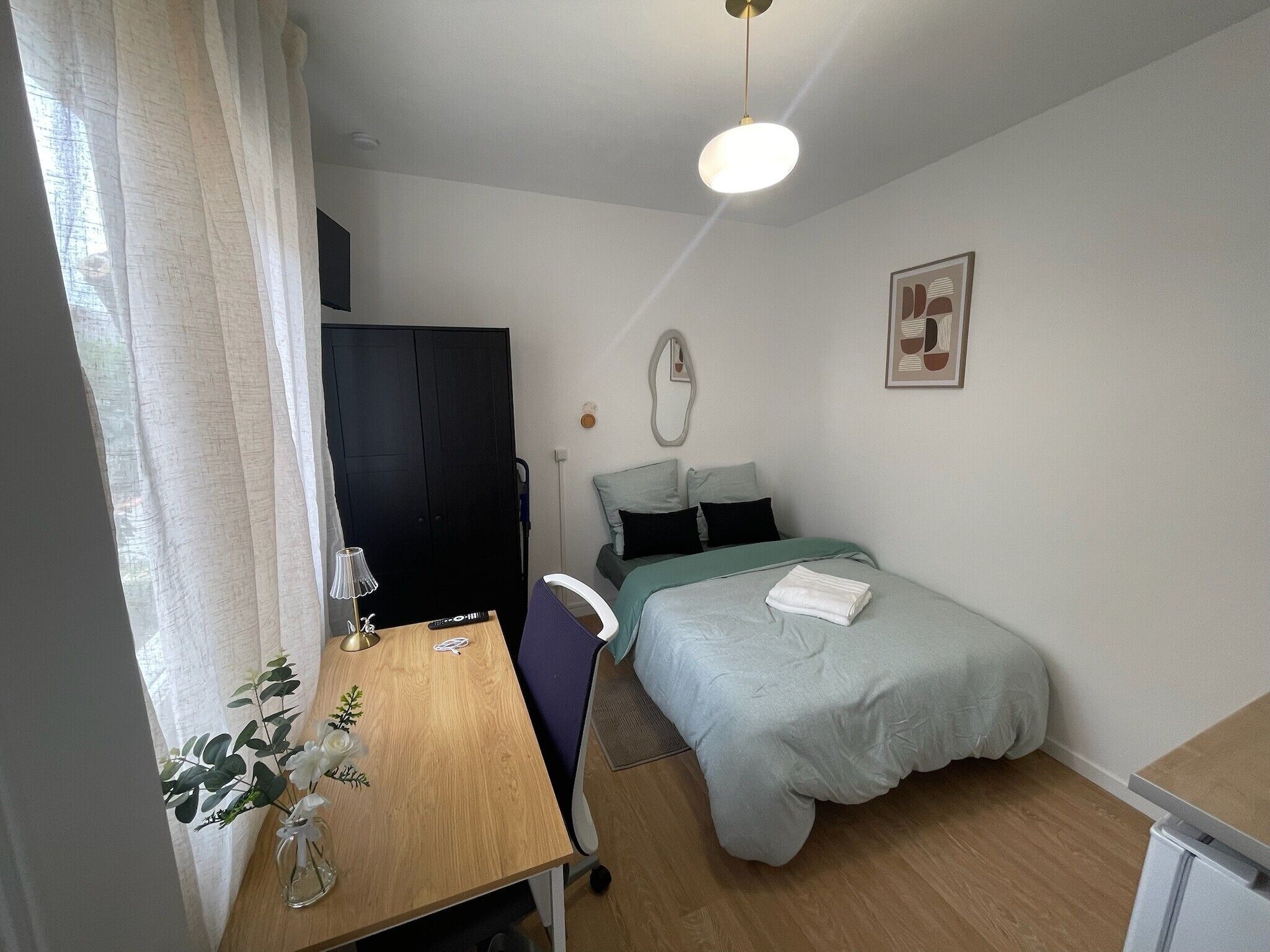 Desk, iron/ironing board, travel crib, WiFi (free)
