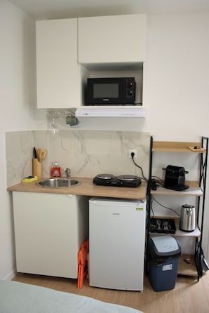 Coffee/tea maker, fridge, microwave, stovetop - Comfortable 4-bedroom apartment with kitchen, shared bathroom, near downtown (Toulouse)