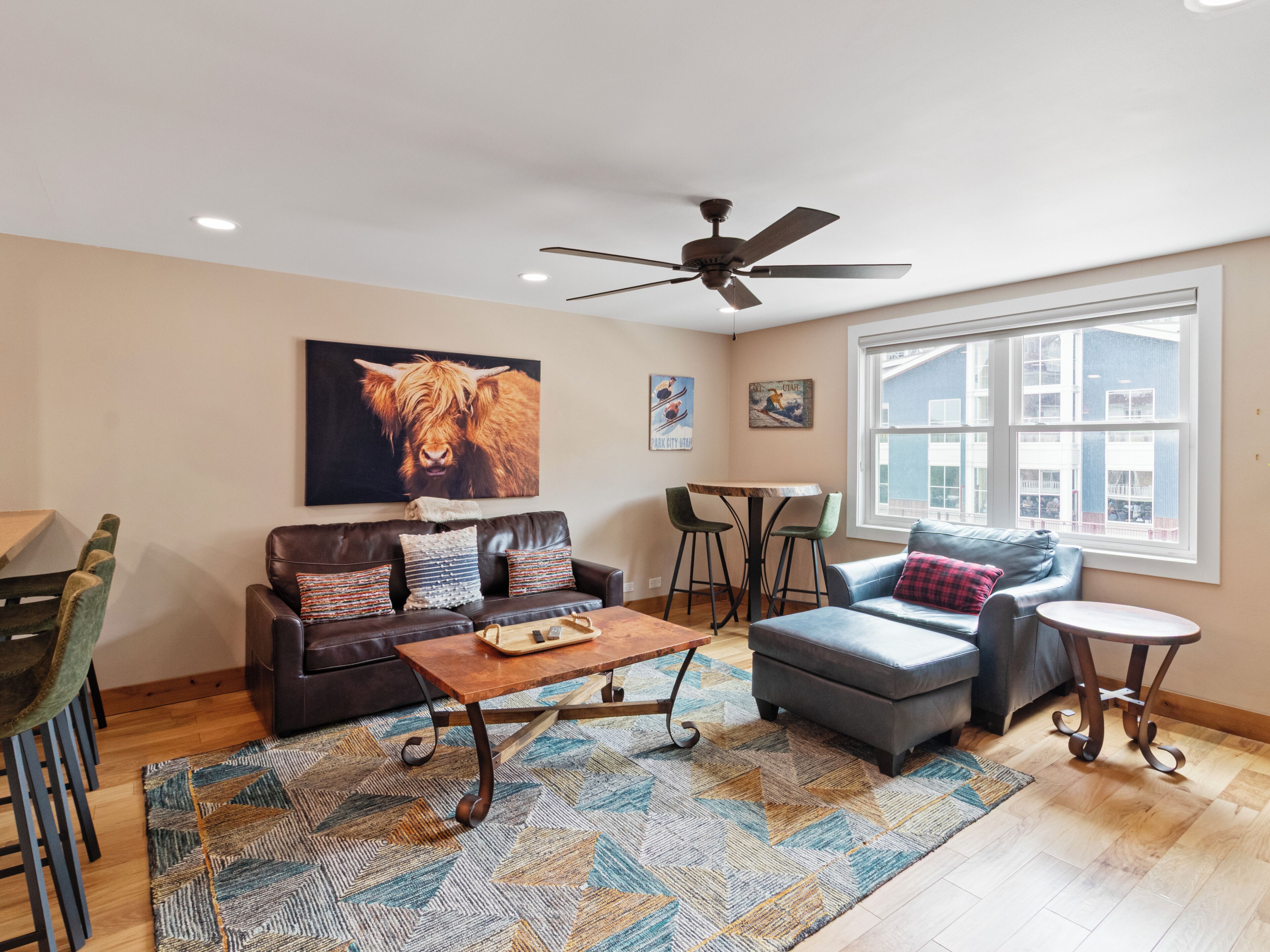 Smart TV, fireplace, DVD player, books