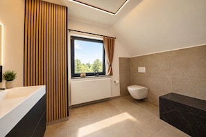 Shower, hair dryer, towels, soap - Vennchalet - Vacation Home for 8 People with a Sauna and Hot Tub (Monschau)
