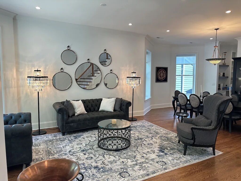 Fireplace, computer monitors