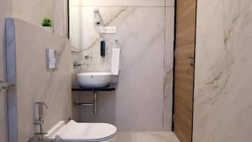 Apartment, Balcony, City View | Bathroom | Shower, free toiletries, hair dryer, towels