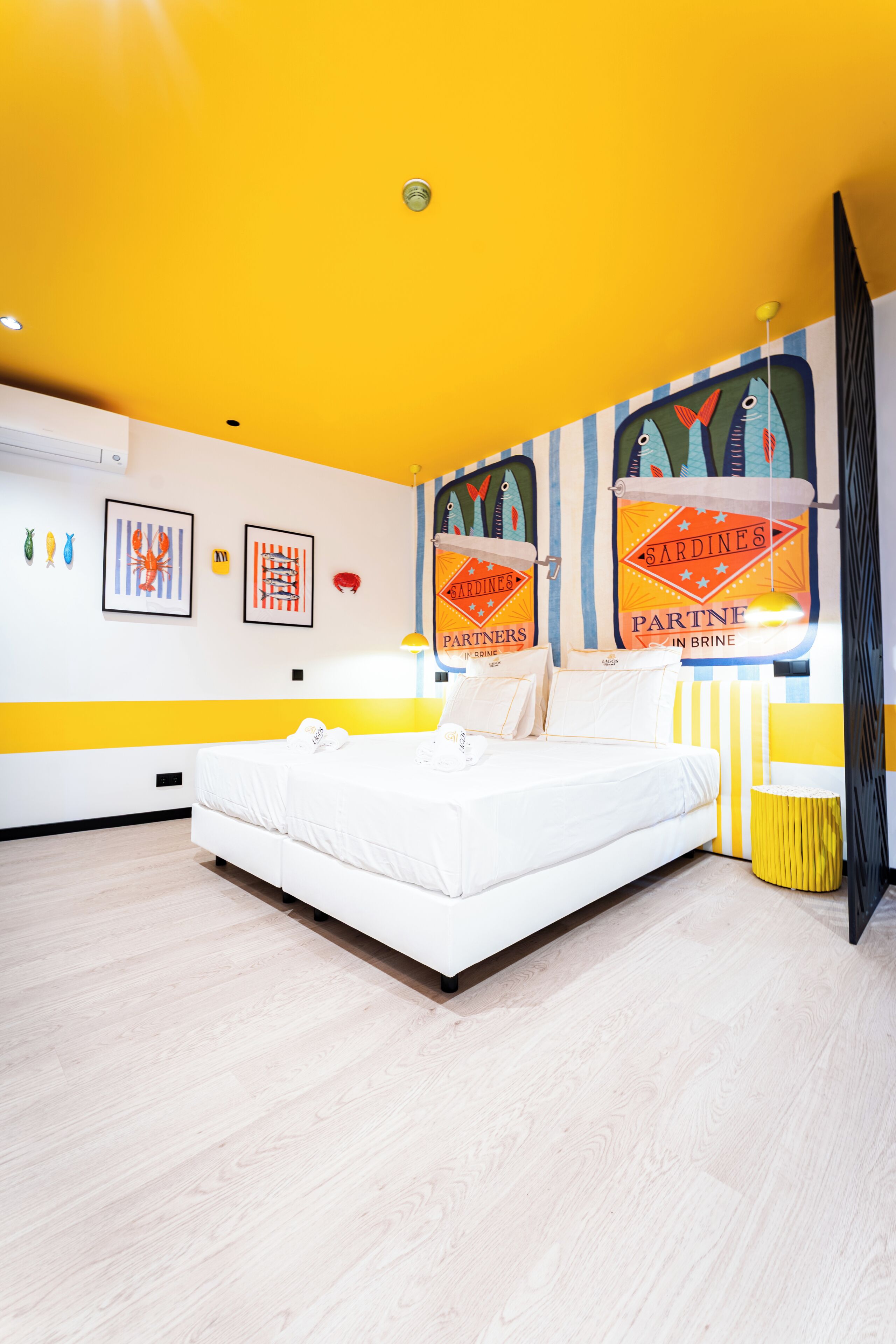Premium bedding, pillow-top beds, desk, laptop workspace