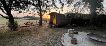 Gorgeous shepherd’s hut: romantic, rustic, the perfect place to rest.
