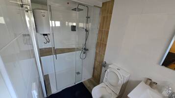 Ducha, secador de pelo y toallas