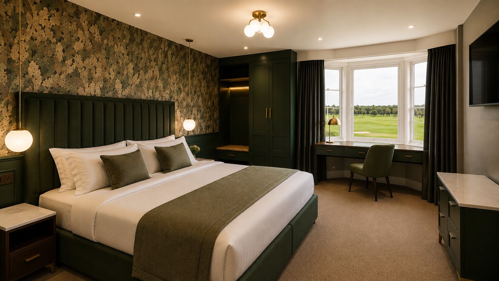 Suite superior, vista al campo de golf | Tabla de planchar con plancha y wifi gratis 