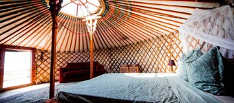 Yurt facing the ocean, surrounded by nature
