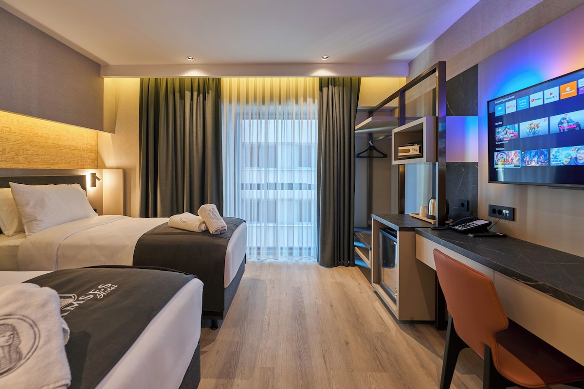Habitación clásica con 2 camas individuales, vistas a la ciudad | Colchones Select Comfort, minibar, caja fuerte