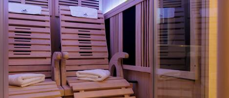 Kahden hengen deluxe-huone, sauna | Huoneen varustelu